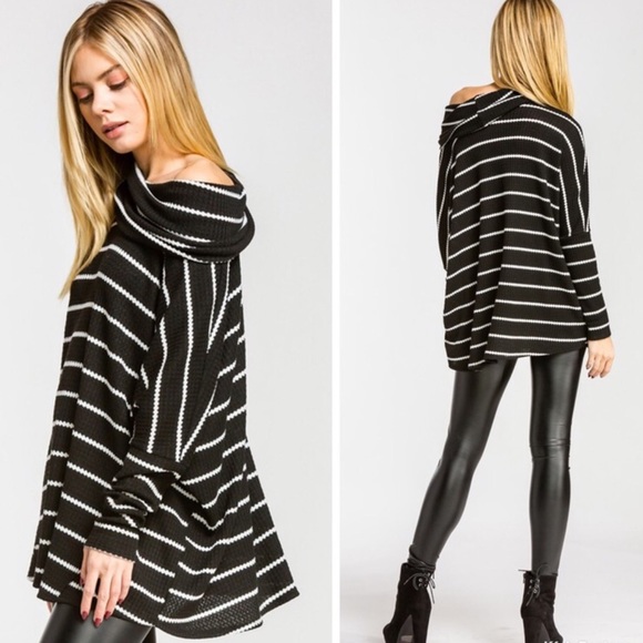 ✨JUST IN✨PREMIUM FABRIC WAFFLE KNIT COWLNECK TUNIC - Picture 4 of 5
